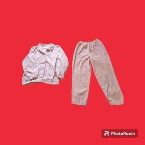 Vintage Blair  Womens Corduroy Two Piece Pants Suit Cotton Pink 14 USA Work 70s